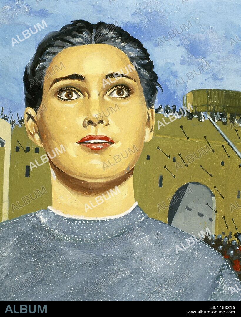 JUANA DE ARCO, Santa (Domrémy,1412-Ruán,1431), llamada "LA DONCELLA DE ORLEANS" o "LA PUCELLE". Heroína francesa, hija de labradores.