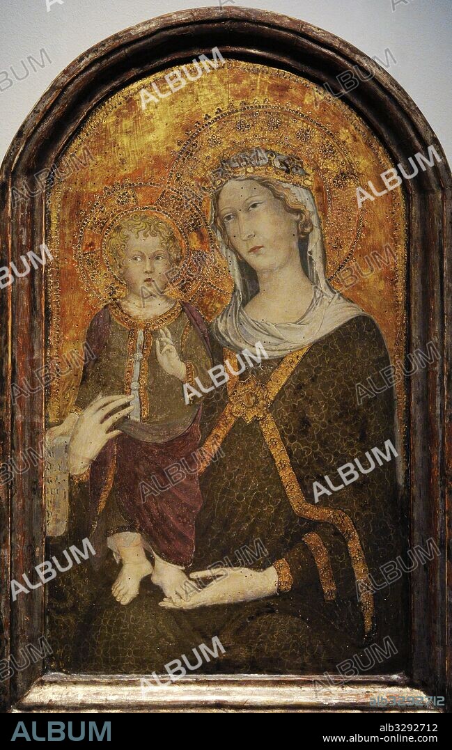 Virgen con el niño. Pintura al temple sobre madera. Autor desconocido de Siena, Italia. Hacia el 1400. Museo de la Ciudad. Castillo de la cidad de Malmo. Suecia.