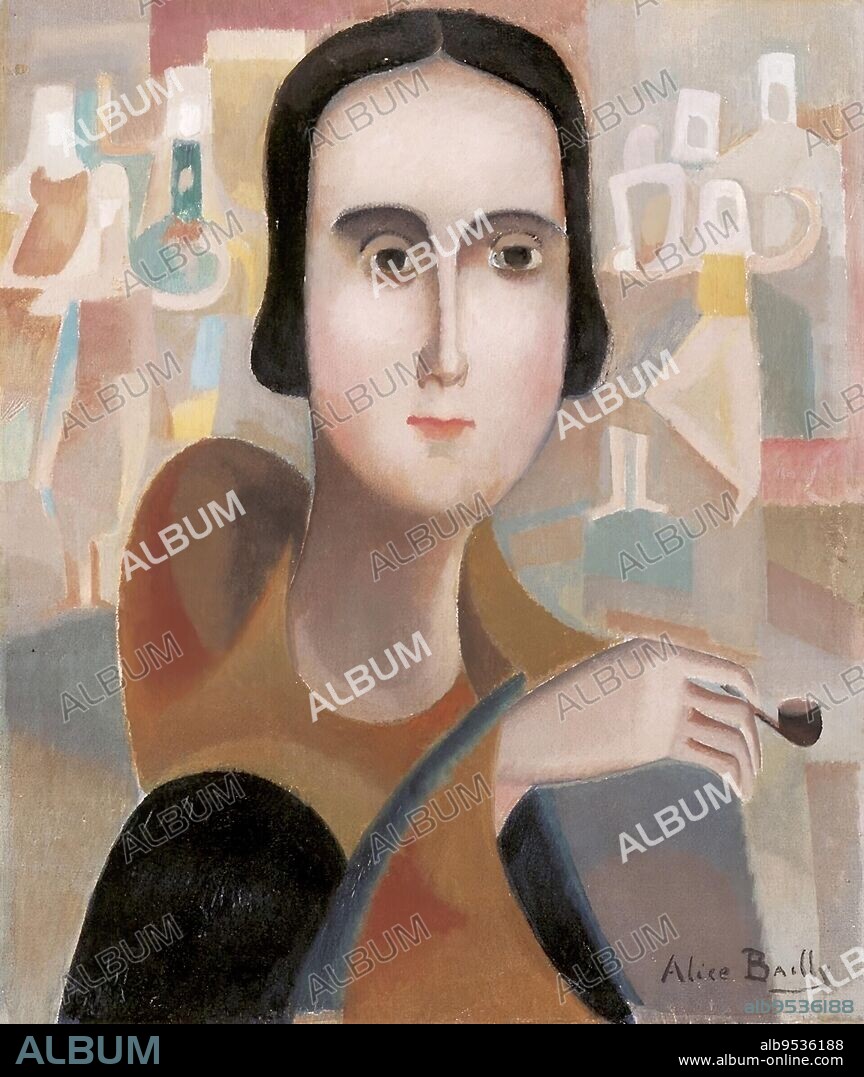 ALICE BAILY. Alice Bailly/ Andre Vaurabourg, Young Woman with a Pipe, 1920.