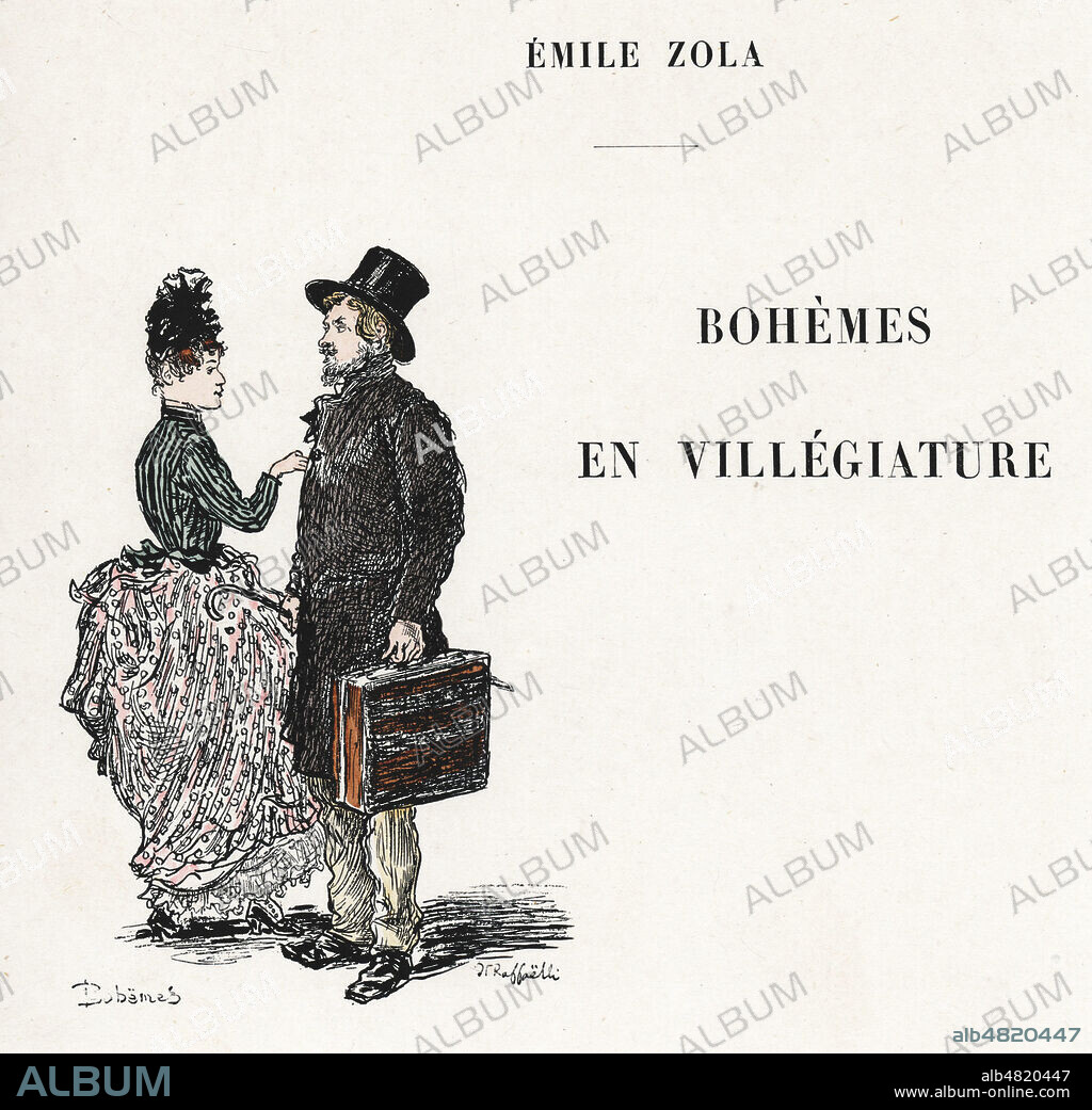 Bohemes en villegiature par Emile ZOLA (1840-1902). Illustration de 1889 par Jean-Francois RAFFAELLI (1850-1924) pour Les types de Paris. Credit : Collection Kharbine-Tapabor.