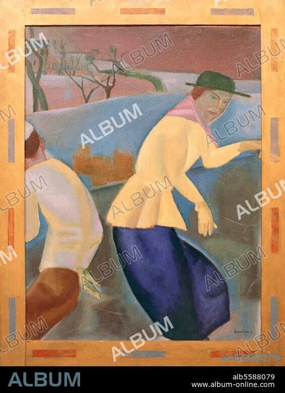 REINHOLD EWALD (MALER). Ewald, Reinhold. 1890-1974. "Schlittschuhläufer, 1919. Öl auf Holz, 108 × 82 cm. Hanau, Museum Schloß Philippsruh.
