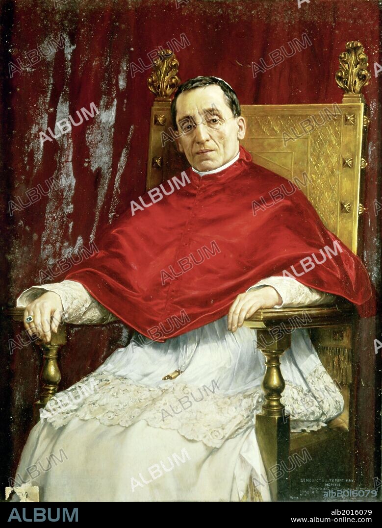 ANTONIO MARÍA FABRÉS Y COSTA. Antonio Fabrés / 'Portrait of Pope Benedict XV', 1916, Oil on canvas.