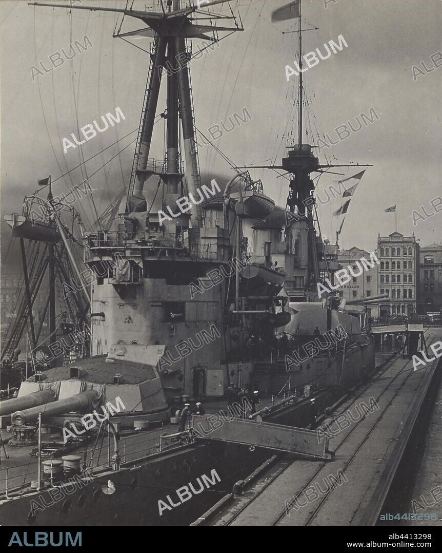H.M.S. New Zealand (Battle Cruiser) at Queen Wharf, Auckland, N.Z., James Douglas Richardson (New Zealander, 1878 - 1942), 1919, Gelatin silver print.