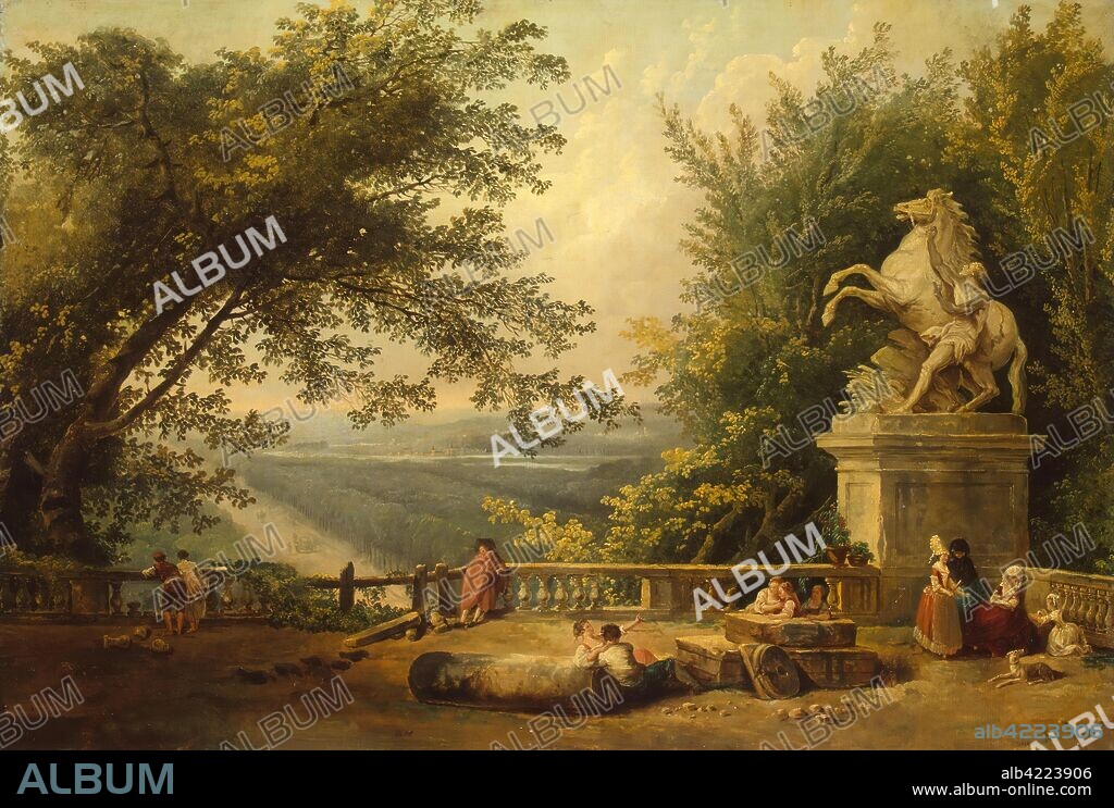 HUBERT ROBERT. 'Ruins on the Terrace in Marly Park'. France, Early 1780s. Dimensions: 59x87sm.