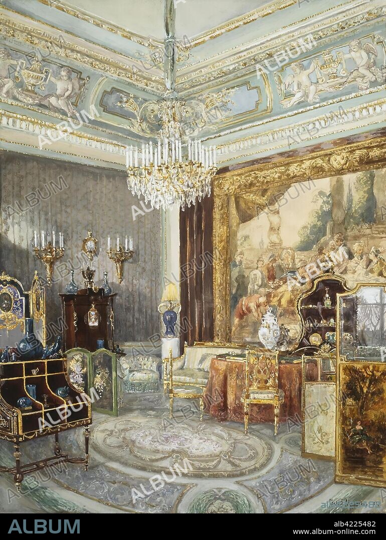 VLADIMIR MURAVYOV. '"Interior in the Anichkov Palace"'. Russia, 1897. Dimensions: 52,3x39,5 cm.