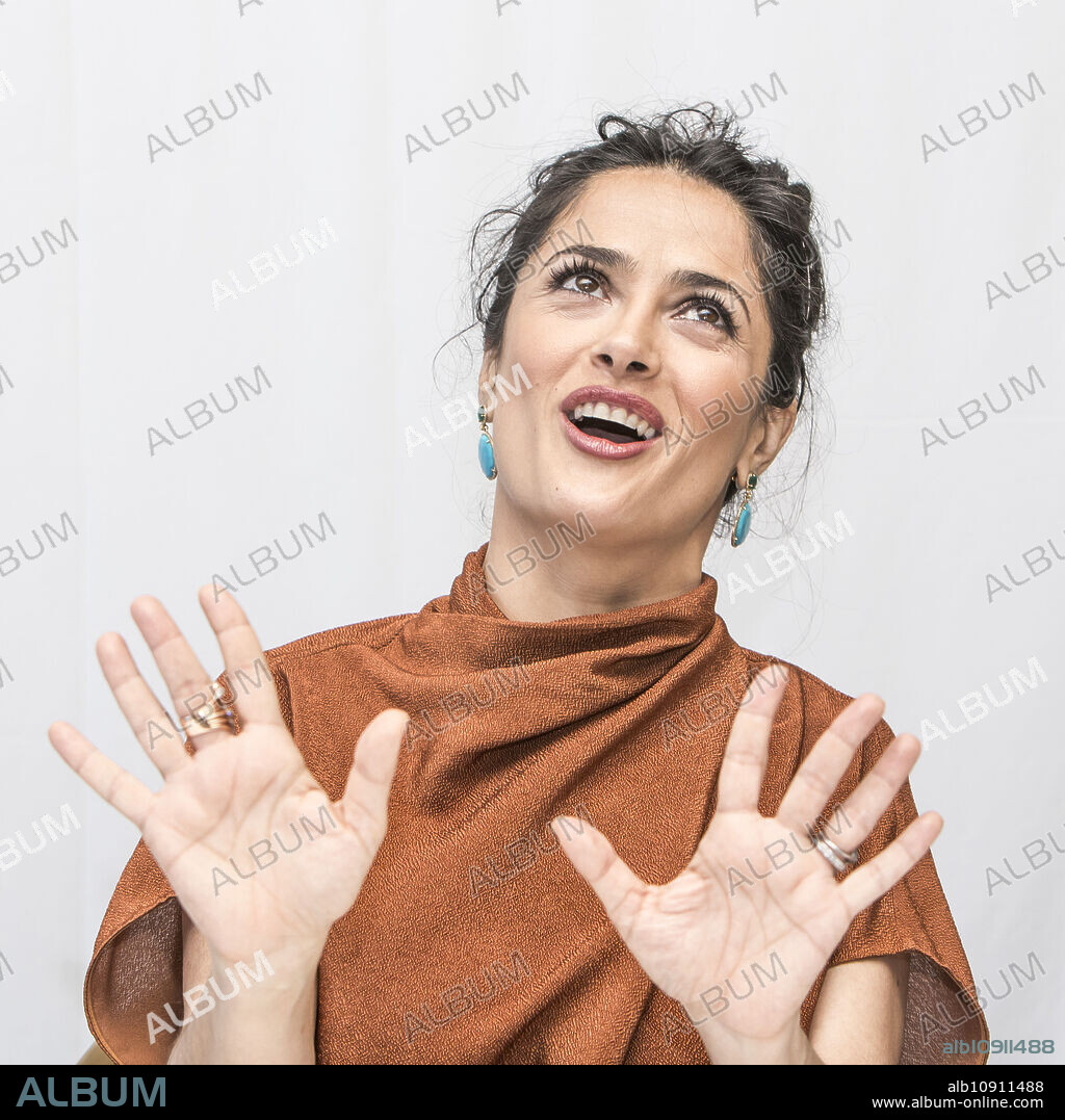 April 18, 2013, Cancun, Mexico: Happy, lovely and always elegant the Mexican-American film actress, producer, and former model SALMA HAYEK, 46, is very excited about her latest project, 'Grown Ups 2'. Hands to the sky and with lots of joy, Salma explains how much fun they had on set of her latest movie. Salma was born September 2, 1966 in Mexico, and began her career in Mexico and scores of movies latter she is a top global star. Salma has been guest-staring on the NBC TV comedy series '30 Rock' since 2009. Hayek's most recent films include 'Grown Ups' (2010), 'Puss in Boots' (2011). (Credit Image: © Armando Gallo/ZUMA Press Studio).