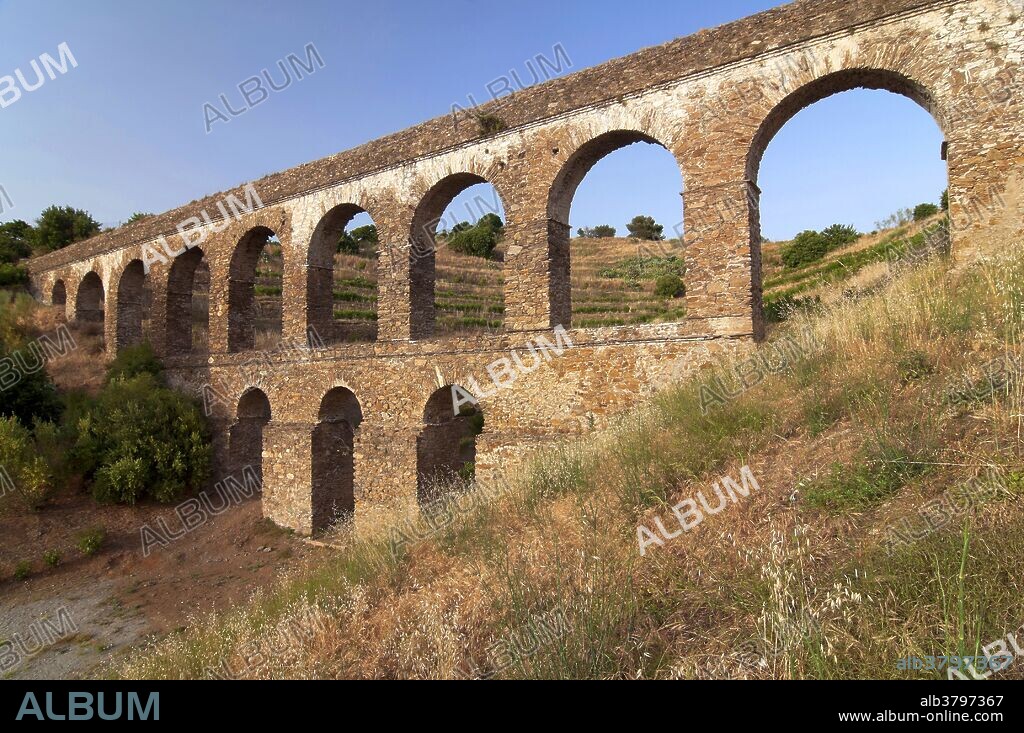 Roman aqueduct -first century, Almuñecar, Granada province, Region of Andalusia, Spain, Europe.