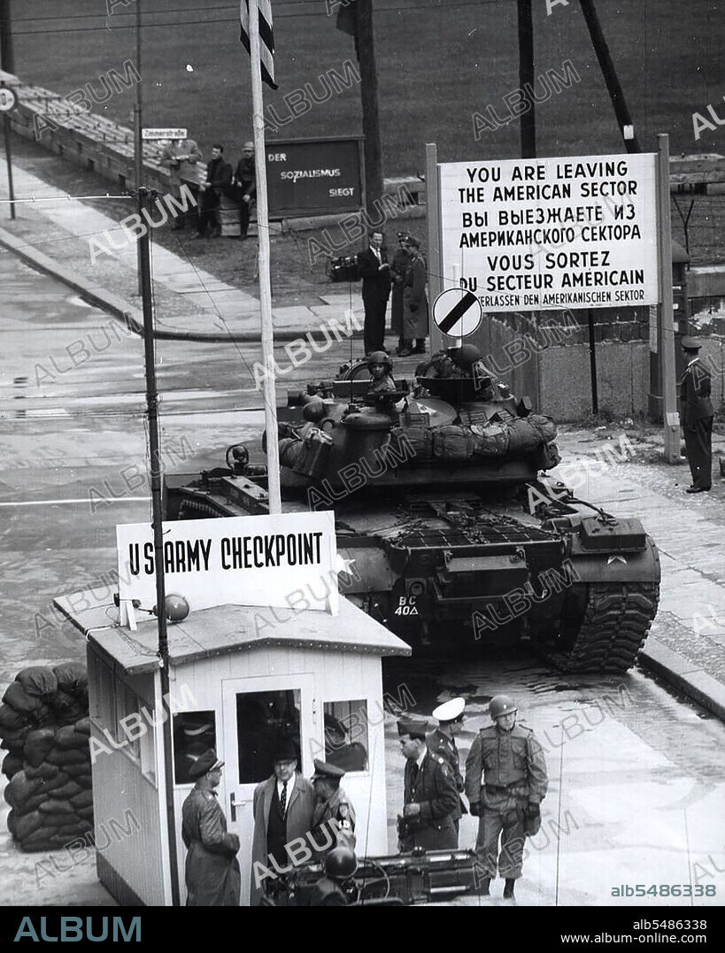Berlin Wall Photo -  10/25/1961 - American Tanks Were Brought Up to Friedrich Strasse on October 25 After Two U.S. Army Buses Were Refused Entry into East Berlin for A Sightseeing Tour.
