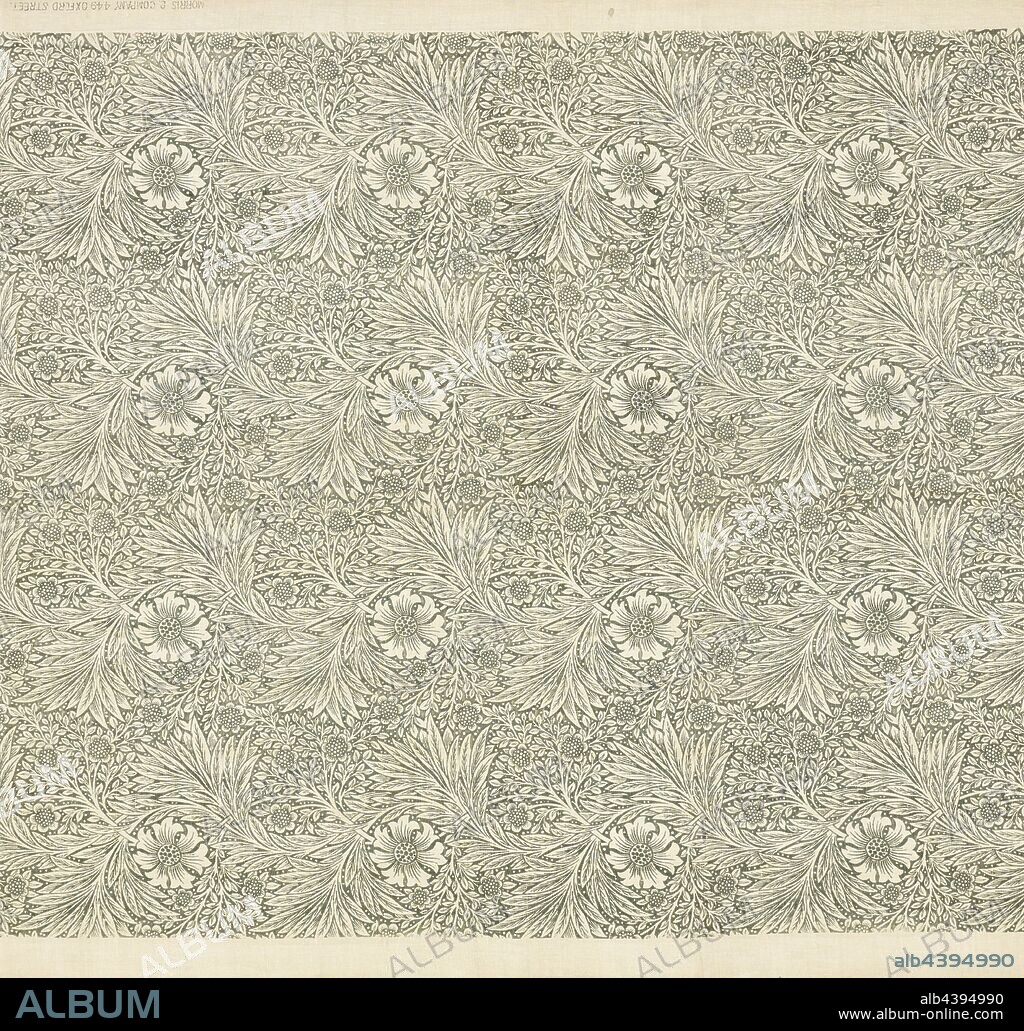 furnishing fabric; Tulip, William Morris, Designer (English, 1834-1896), 1875, cotton, block printed, 38-3/8 x 54-3/4 in., Selvage bears the legend: 'Morris & Company, 449 Oxford Street.', Textile and Fashion Arts.