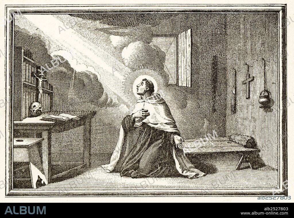 Vida de San Juan de la Cruz (1542-1591). Noviciado y estudios en Salamanca.  Grabado de 1890.