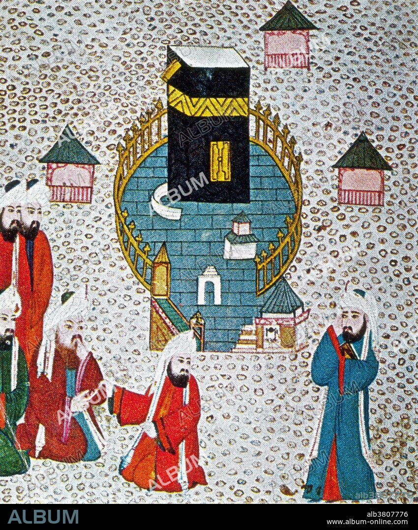 A Persian miniature taken from the Siyer-i Nebi is a Turkish epic about the life of Muhammad, completed around 1388. The Ottoman ruler Murad III commissioned a lavish illustrated copy of the work. The calligrapher Lutfi Abdullah completed the work in 1595. The illustration is captioned: "One of Islam's early converts, Abdullah ibn Masud (at right) attempted to recite the Koran in front of the Kaaba, but the idol worshipping Meccans, outraged by the new religion, beat him severely.".