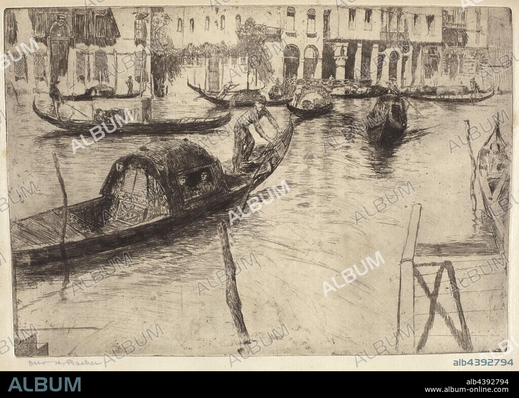Traghetto San Felice, Otto Henry Bacher (American, 1856-1909), 1880s, ink on paper, etching, 8-3/8 x 11-3/4 in. (image) 17-1/8 x 12-3/4 in. (sheet), signed in ink below image L.L.: Otto H. Bacher, series, Etchings of Venice.