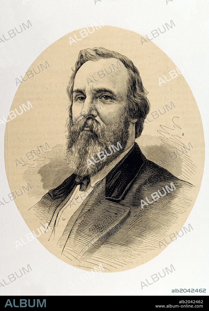 Rutherford B. Hayes (1822-1893). 19th President of the United States. Engraving in The Spanish and American Illustration, 1877.
