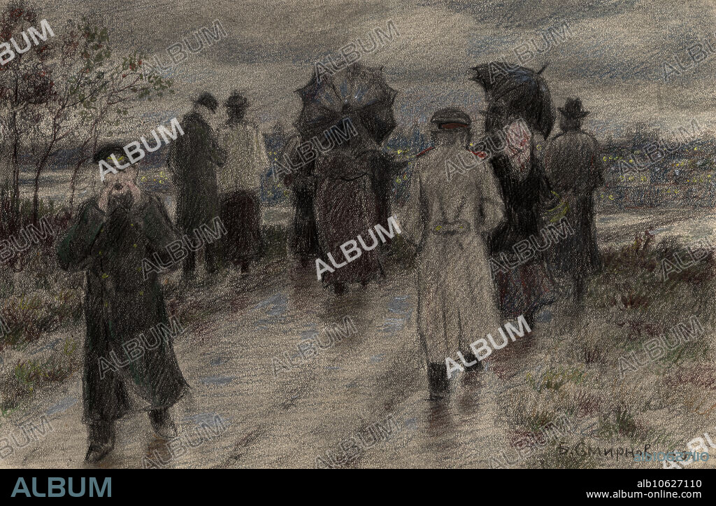 Returning from an Unsuccessful Picnic in the Taiga. Irkutsk, 1904. Boris Vasilievich Smirnov (1881-1954) was a Russian artist who in 1904 traveled by prisoner transport from western Russia across Siberia. Along the way he created a series of drawings and watercolors of the people and places he encountered. Novosibirsk State Museum of Regional History and Folklife.