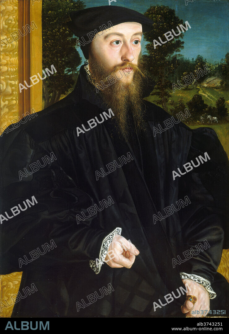 HANS MIELICH. A Member of the Fröschl Family. Dated: c. 1539/1540. Dimensions: overall: 64.2 x 47 cm (25 1/4 x 18 1/2 in.)  framed: 84.8 x 68.3 x 6.4 cm (33 3/8 x 26 7/8 x 2 1/2 in.). Medium: oil on panel.