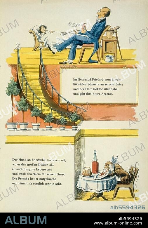 Hoffmann, Heinrich Arzt und Dichter. 1809-1894. Werke: Der Struwwelpeter (1847). -"Die Geschichte vom bösen Friederich".- ("Ins Bett muß Friedrich nun hinein,.."). Nachdruck der Ausgabe 1847.