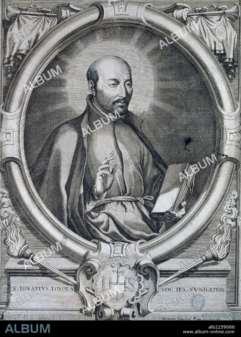 IGNACIO DE LOYOLA , SAN. RELIGIOSO ESPAÑOL.. NACIDO EN LOYOLA 1491-1556.. FUNDADOR DE LA COMPAÑIA DE JESUS. GRABADO . BIBLIOTECA NACIONAL. MADRID.