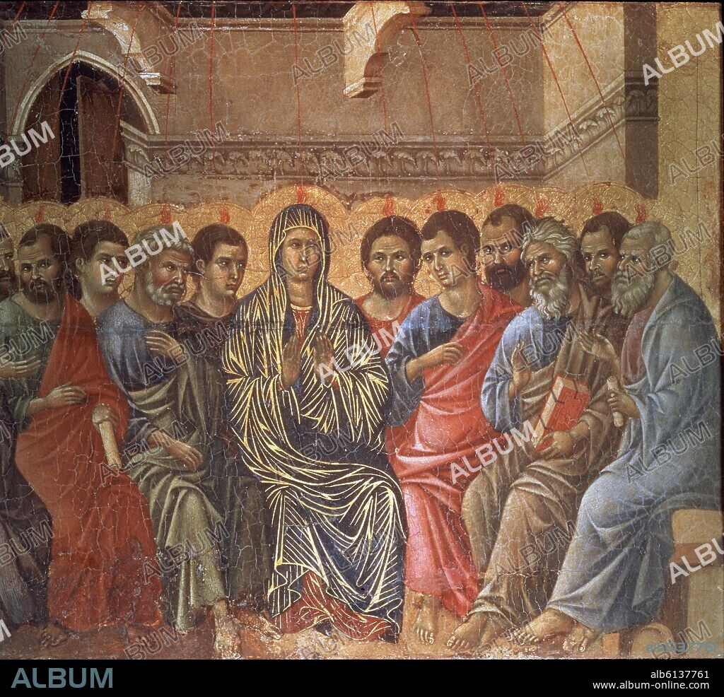 DUCCIO DI BUONINSEGNA (1255-1319). LA MAESTA - PENTECOSTES - 1308-1311 - TEMPLE/TABLA - 37,5 x 42,5 cm - GOTICO INTERNACIONAL.