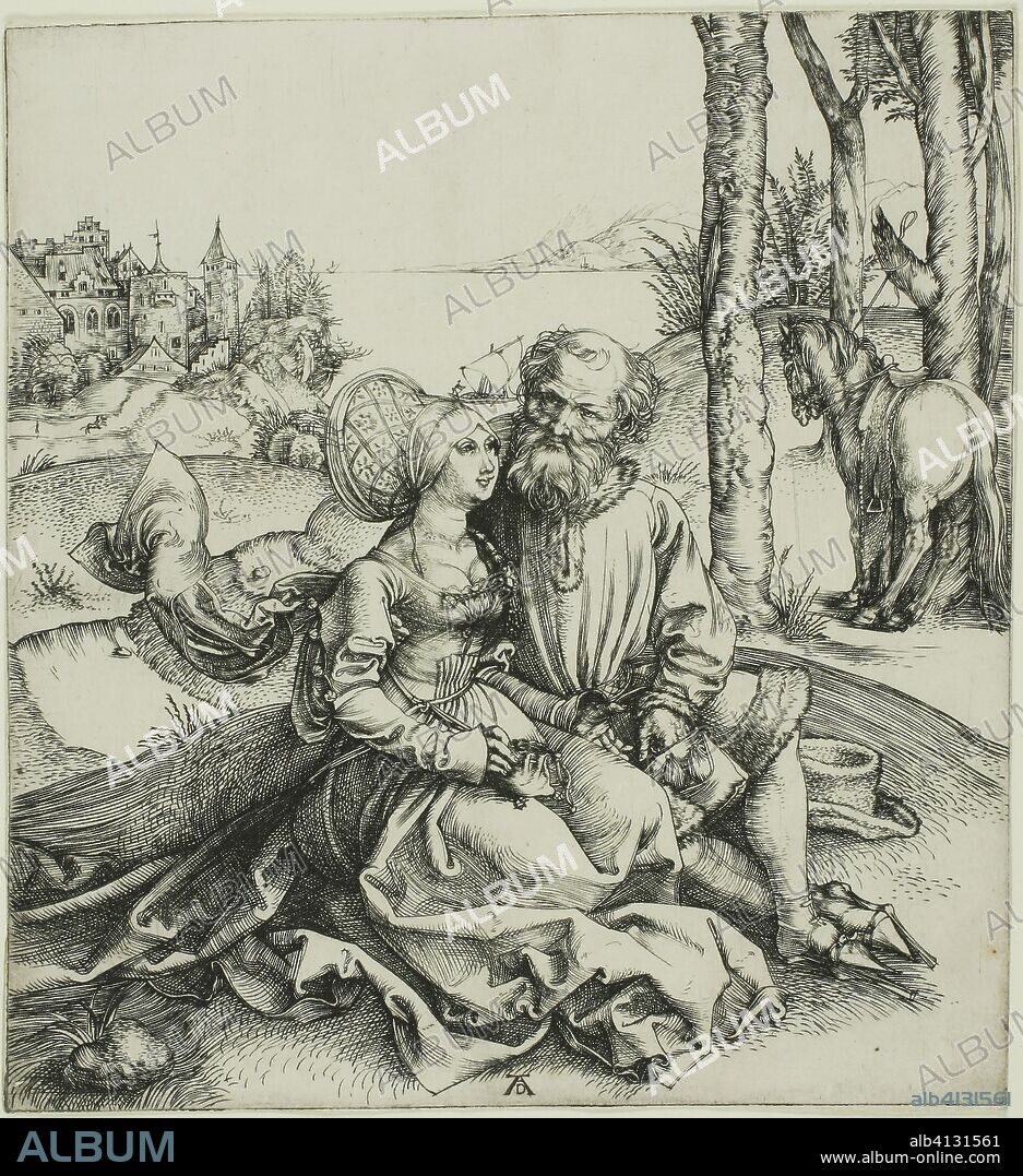 ALBRECHT DÜRER. The Ill-Assorted Couple. Albrecht Dürer; German, 1471-1528. Date: 1491-1501. Dimensions: 149 x 138 mm (image/plate); 150 x 139 mm (sheet). Engraving in black on ivory laid paper. Origin: Germany.