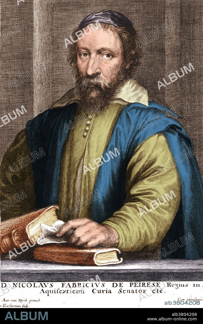 Nicolas-Claude Fabri de Peiresc (December 1, 1580 - June 24, 1637) was a French astronomer and antiquary, who maintained a wide correspondence with scientists, and was a successful organizer of scientific inquiry. The first discovery of the diffuse nebulous nature of the Orion Nebula is generally credited to him when he made a record of observing it on November 26, 1610. He became a patron of science and art, studied fossils, and supported the astronomer Pierre Gassendi from 1634 to 1637. He was also a noted politician in his home region, and a tireless letter writer (10,000 of his letters survive). He wrote letters to Galileo, Gassendi and Tommaso Campanella, whom he defended when they were arrested by the Inquisition, the brothers Dupuy, and de Richelieu, to name a few. He is remembered for his research in the determination of the difference in longitude of various locations in Europe, around the Mediterranean, and in North Africa. He owned over 18,000 coins and medals, and was also an archeologist, amateur artist, historian, Egyptologist, botanist, zoologist, physiologist, geographer, and ecologist. He died in 1637 at the age of 56.