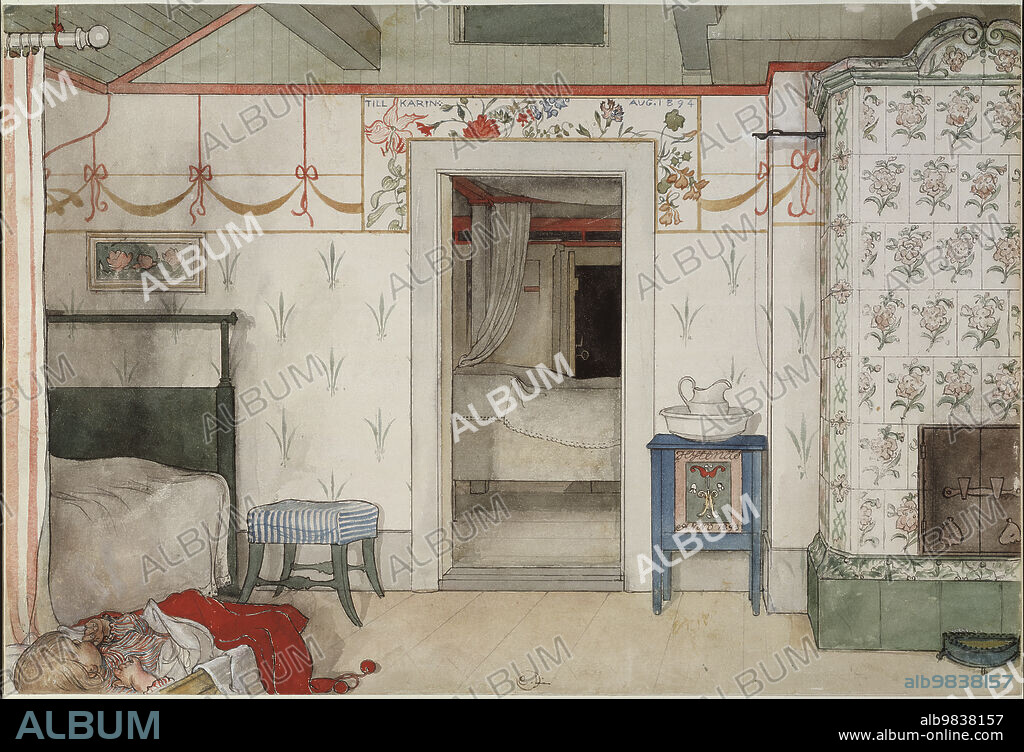 Brita's Forty Winks. From A Home (26 watercolours), c1894.
