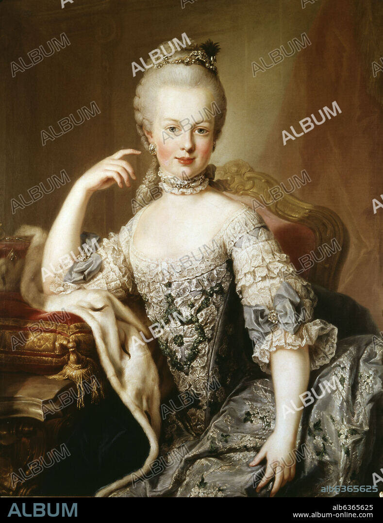 MARTIN VAN MEYTENS. RETRATO DE LA ARCHIDUQUESA MARIA ANTONIETA A LA EDAD DE 12 AÑOS - 1767-1768 - O/L.