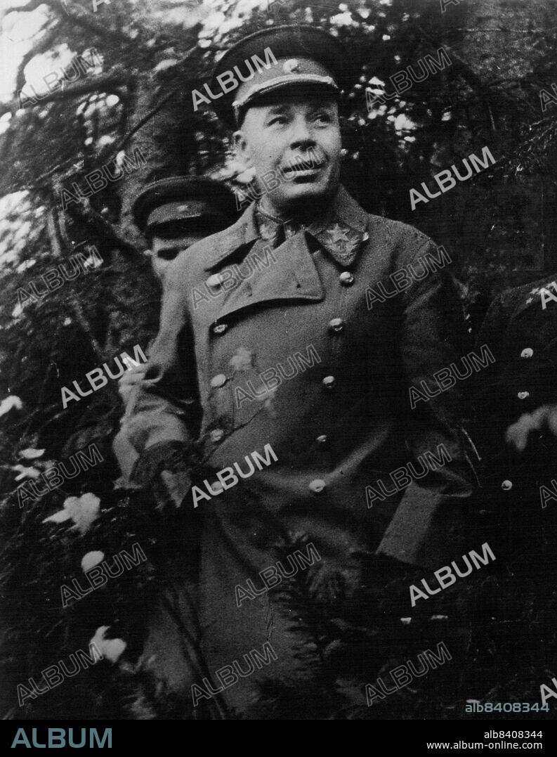 Marshal Timoshenko.The No. 1 Soldier of the Red Army watches the progress of battle from a well-camouflaged advance position. November 7, 1942. (Photo by Pictorial Press).