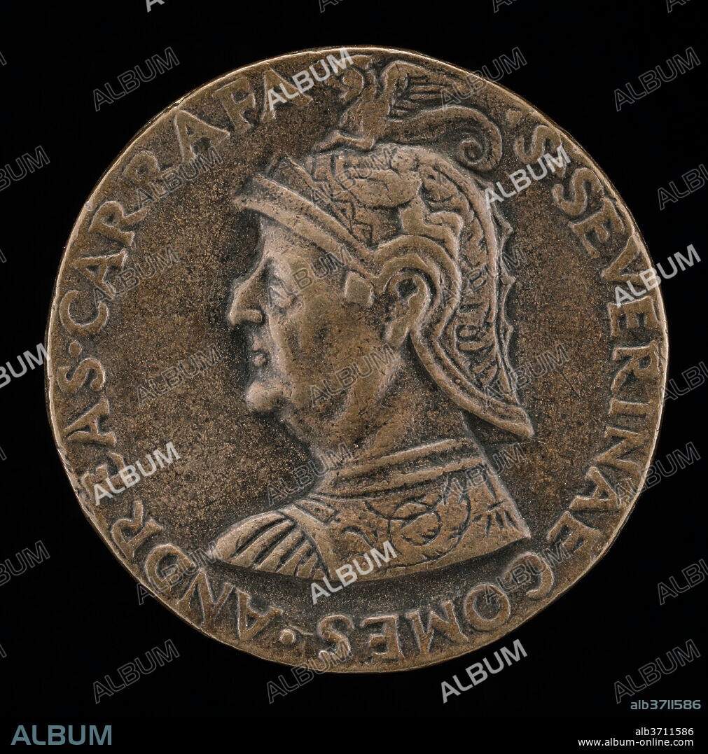 GIROLAMO SANTACROCE. Andrea Caraffa, died 1526, Count of Santa Severina and Viceroy of Naples [obverse]. Dated: c. 1524. Dimensions: overall (diameter): 3.3 cm (1 5/16 in.) gross weight: 32 gr. Medium: bronze.