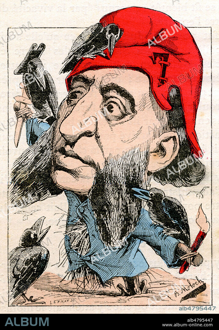 Jules FERRY (1832-1893) (Epouvantail a corbeaux). Caricature de 1882 par MOLOCH (1849-1909) pour Le Trombinoscope de TOUCHATOUT (1835-1911), fin 19eme siecle. Credit Collection KHARBINE TAPABOR.