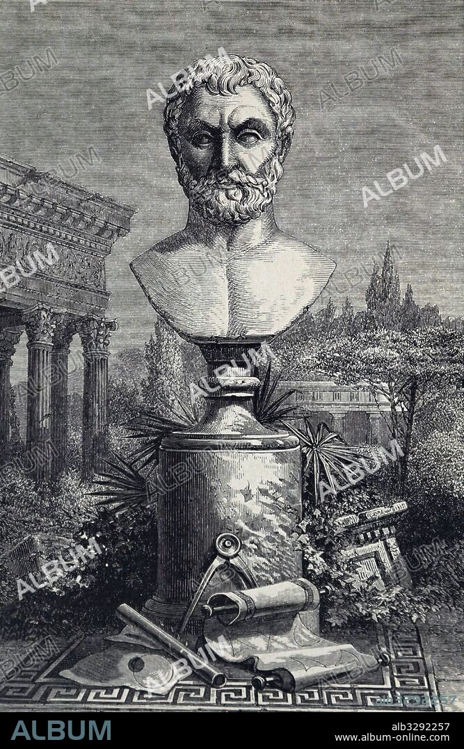 Thales of Miletus (C624-546 BC) Ancient Greek philosopher, geometer and astronomer. Engraving after antique bust in the Vatican.