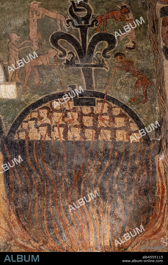 caldera of Pedro Botero, Gothic paintings, Church of San Martín de Tours, Gazeo, Álava, Spain, Europe.