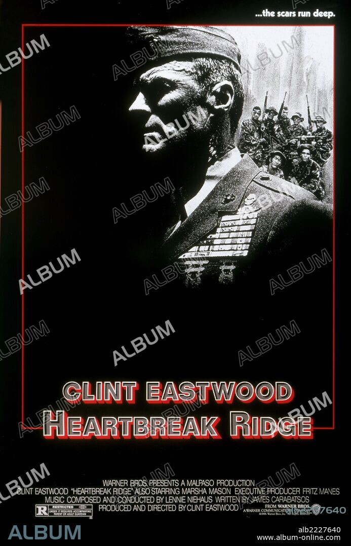 Plakat zu HEARTBREAK RIDGE, 1986, unter der Regie von CLINT EASTWOOD. Copyright MALPASO/WARNER BROTHERS.