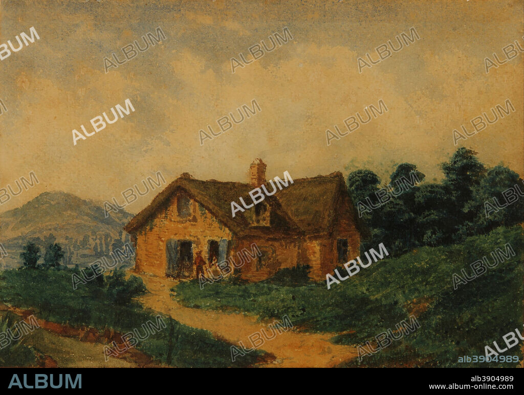 PRILIDIANO PUEYRREDON. Paisaje (Granja europea). Date/Period: 1840-1870 - 1840-1882. Painting. Sobre papel. Height: 175 mm (6.88 in); Width: 250 mm (9.84 in).