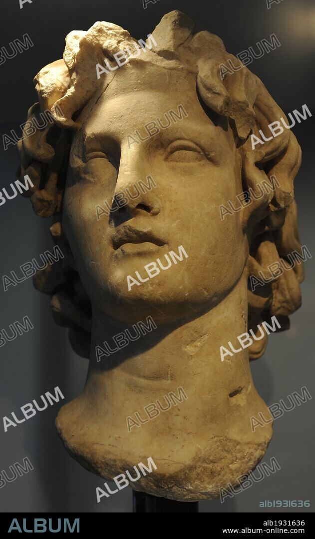 Alexander III the Great (356-323 B.C.). King of Macedonia (336 to 323 B.C.). Son of Philip II and Princess epirota Olympia. Roman bust. Ny Carlsberg Glyptotek. Copenhagen. Denmark.