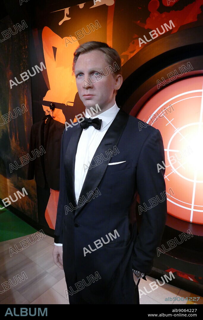 Waxwork statue depicting James Bond (Agent 007), played by Daniel Craig, between 2006 and 2020. The James Bond series focuses on a fictional British Secret Service agent created in 1953 by writer Ian Fleming.