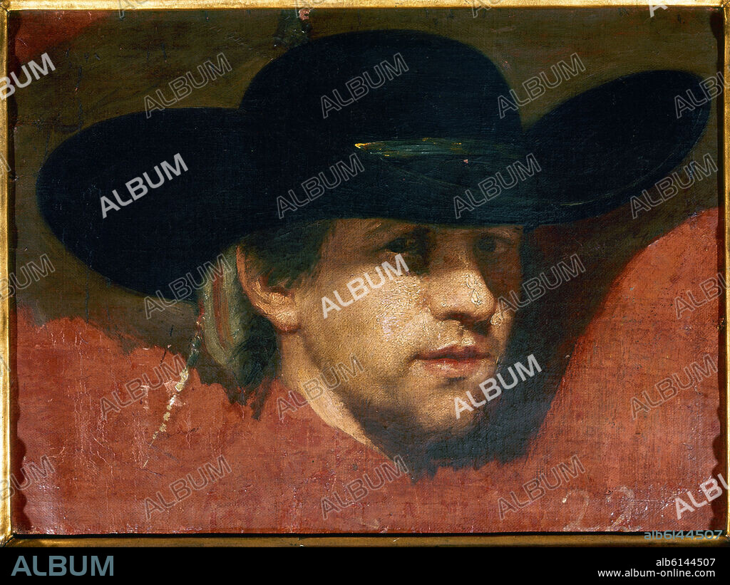 FRANCISCO GOYA Y LUCIENTES DE (1746-1828). RETRATO DE HOMBRE CON SOMBRERO - POSIBLE AUTORRETRATO - 1773 - 31x42.