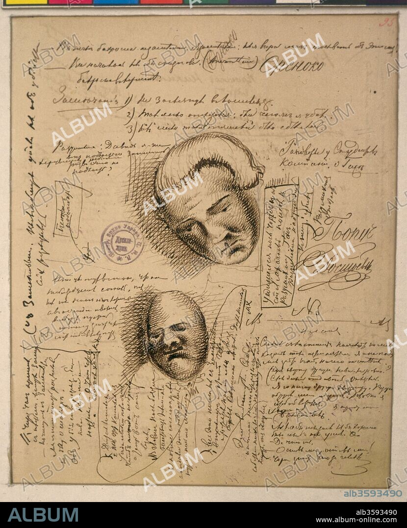 HISTORIC OBJECT. The autograph manuscript of a page of the roman The Demons by F. Dostoevsky.
