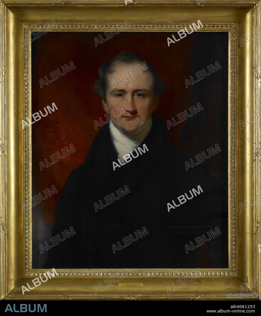 GEORGE CHINNERY. Half-length portrait of James Weir Hogg, to front, dressed in dark coat and white stock, against a dark red curtain, c.1820-5. James Weir Hogg (1790-1876) practised at the Calcutta Bar from 1814-22, and was Registrar of the Supreme Court from 1822-33. In that year he returned to England, where he entered Parliament. He became a Director of the East India Company in 1839, and Chairman in 1846 and 1852, â€˜representing, practically, the E.I.Co. in Parliamentâ€™ (Buckland). He was made a Baronet in 1836, and became in 1858 one of the original members of the Council of India, from which he retired only in 1872. Hogg looks relatively young in this portrait which must have been taken during Chinneryâ€™s last years in Calcutta. c. 1820 -1825. Source: Foster 852.
