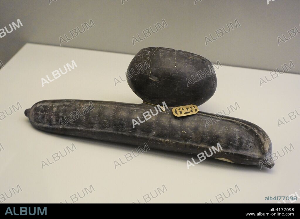 Vasija fitomorfa. Representación del fruto conocido como guaba o pacay (Inga sp.). Recogido en las excavaciones del obispo Baltasar Martínez Compañón (1785). Cultura Chimú-Inca. Horizonte Tardío (1470-1532 d. C). Perú. Cerámica. Múseo de América. Madrid. España.