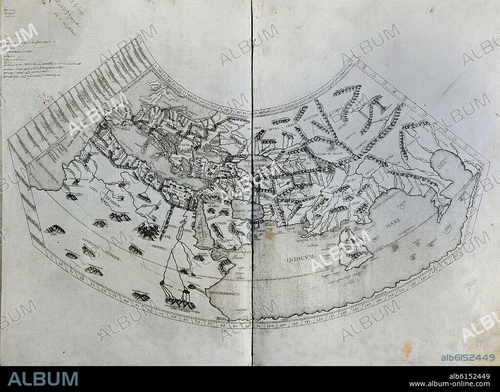 CLAUDIO TOLOMEO (100-170) CLAUDIO PTOLOMEO. MAPA DEL MUNDO CONOCIDO - EDITADO EN EL S XV -.