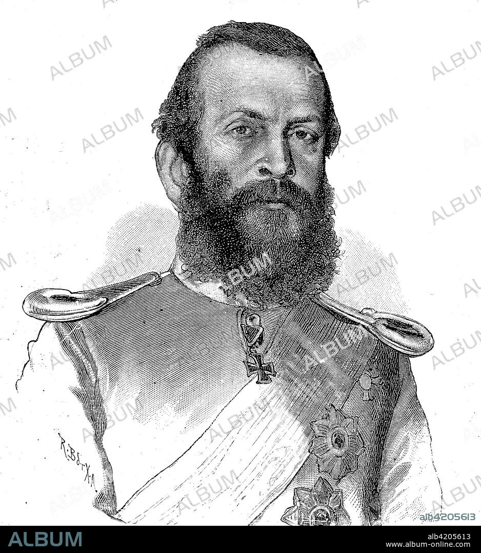 Luitpold, Prince Regent of Bavaria, Prinzregent Luitpold Karl Joseph Wilhelm Ludwig von Bayern, 1821 - 1912, was the de facto ruler of Bavaria from 1886 to 1912, Situation from the time of The Franco-Prussian War or Franco-German War,  Deutsch-Franzoesischer Krieg, 1870-1871, Reproduction of an original woodcut from the year 1885, digital improved.