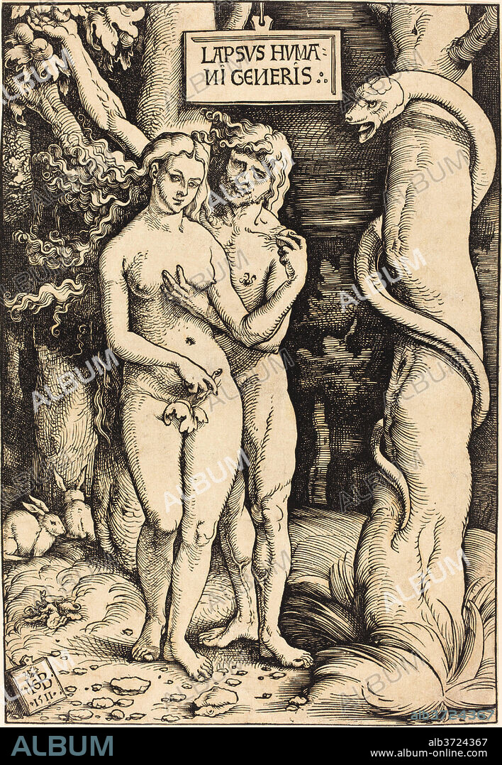 HANS BALDUNG GRIEN. Adam and Eve. Dated: 1511. Dimensions: sheet: 37.5 x 25.7 cm (14 3/4 x 10 1/8 in.). Medium: chiaroscuro woodcut.
