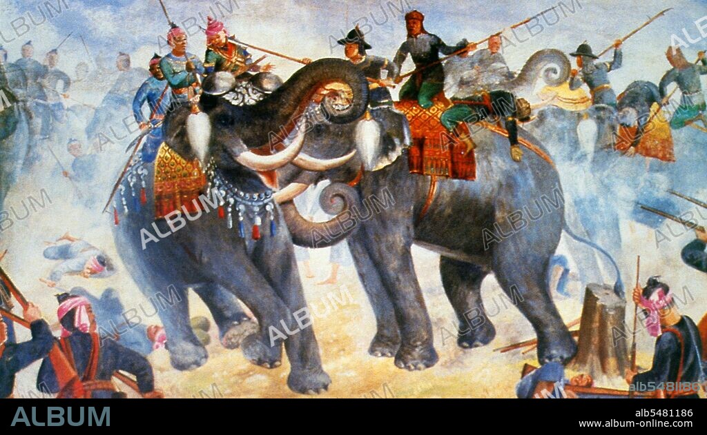In 1592, Nanda Bayin ordered his son Minchit Sra to attack Ayutthaya. The Siamese army, under King Naresuan, met the Burmese army at Nong Sarai on Monday 18 January, 1593. The personal battle between Naresuan and Minchit Sra is now a highly-romanticised historical scene known as Yuddhahatthi, the Elephant battle. After narrowly missing Naresuan and cutting his head, Minchit Sra was slashed to death on the back of his elephant. This was on Monday, the 2nd waning day of the 2nd month of the Buddhist calendar Chulasakarat Era year 954. Calculated to correspond to Monday, 18 January, AD 1593 of the Gregorian calendar, this date is now observed as Royal Thai Armed Forces day.