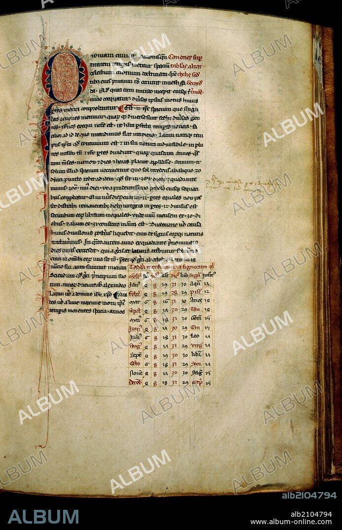 LATIN MANUSCRIPT: SIGNATURE O-II-10 TOLEDO TABLES. SHEET 94 RO (THE TABLES BEGIN). (EXHIBITION THE SCIENTIFIC LEGACY OF AL-ANDALUS) (LOCATION: REAL LIBRARY OF THE MONASTERY OF SAN LORENZO DE EL ESCORIAL).