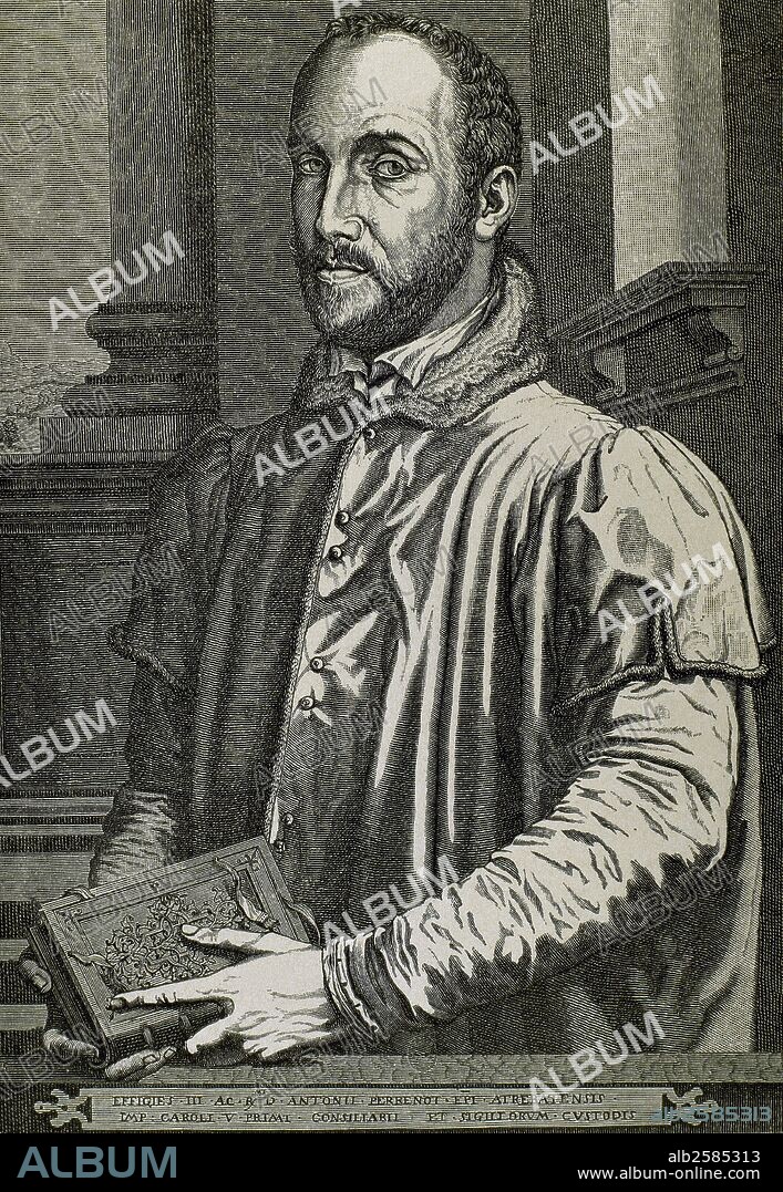 Antoine Perrenot de Granvelle (1517-1586). Burgundian statesman, made a cardinal. Minister of the Spanish Habsburgs. Engraving.