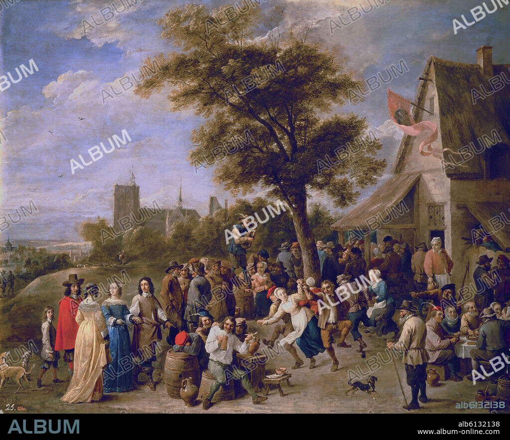 DAVID TENIERS DER ÄLTERE. 'Village Feast', ca. 1650, Flemish Baroque, Oil on copper, 69 cm x 86 cm, P01785.