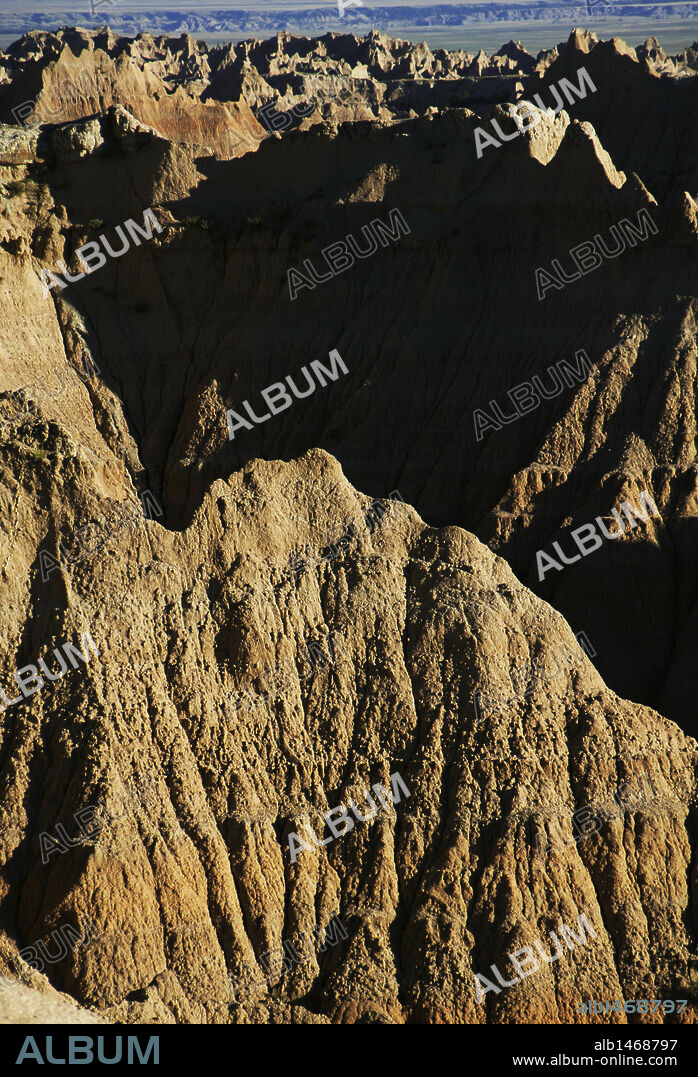Estados Unidos. Dakota del Sur. Parque Nacional Badlands (Badlands National Park). Panorámica del paisaje.