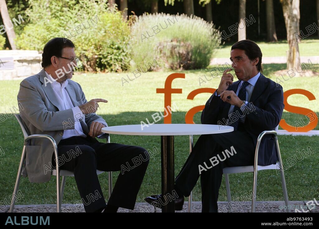 Madrid 07 07-2013 clausura de los Cursos de verano de Faes en la localidad Madrileña de Guadarrama con el presidente del gobierno Mariano Rajoy presentado por Jose Maria Aznar foto Jaime Garcia   Archdc Jaime Garcia.