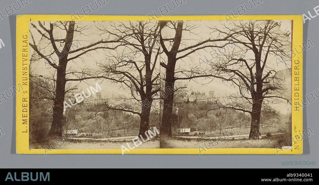 View of Heidelberg, Heidelberg (title on object), L. Meder (mentioned on object), Heidelberg, c. 1860 - c. 1880, cardboard, albumen print, height 85 mm × width 170 mm.