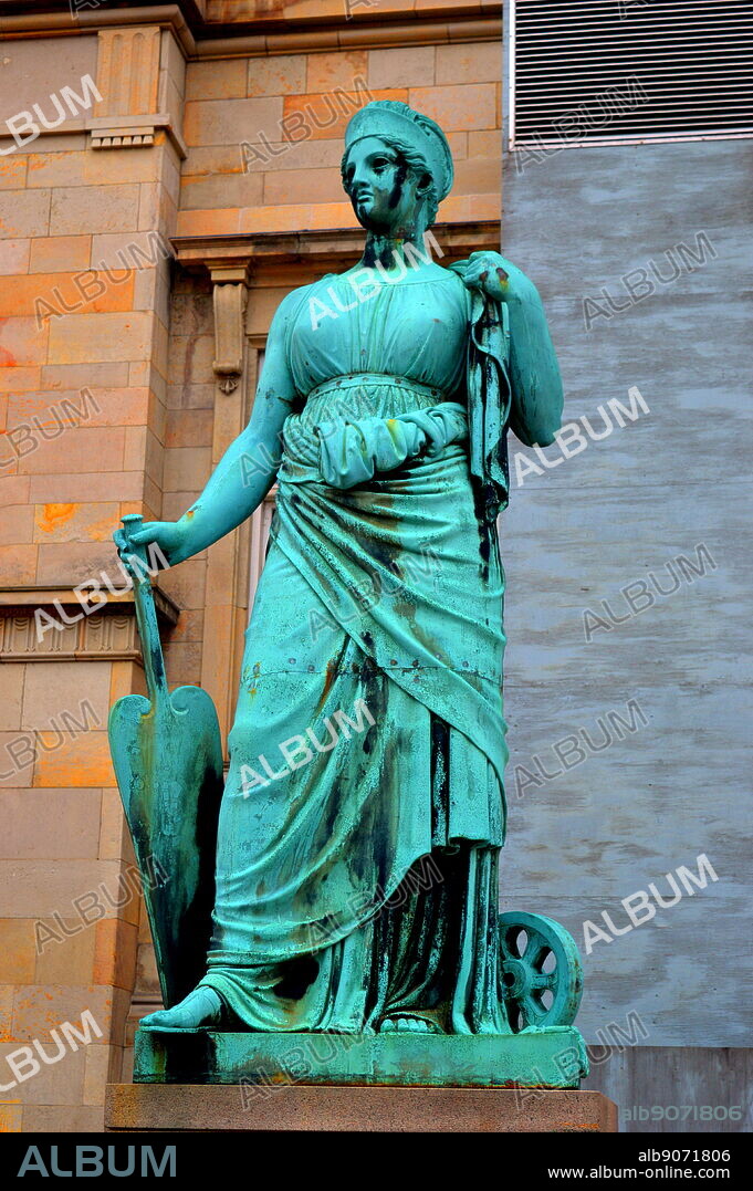 Denmark, Copenhagen: Statue of Nemesis. In Greek mythology, the spirit of divine retribution against those who succumb to hubris (arrogance before the gods).. By H W Bissen 1848.